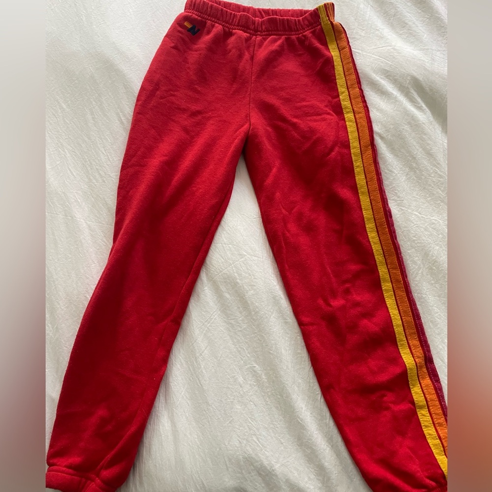 Aviator Nation Girls Size 12 red striped sweatpants.  Excellent condition.